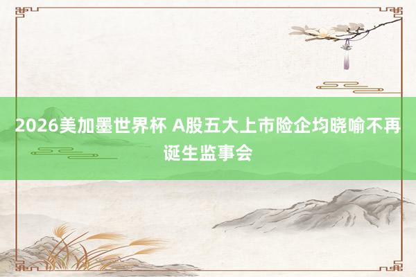 2026美加墨世界杯 A股五大上市险企均晓喻不再诞生监事会