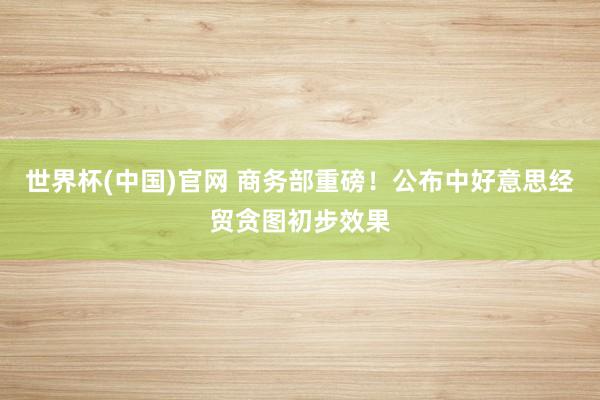 世界杯(中国)官网 商务部重磅！公布中好意思经贸贪图初步效果
