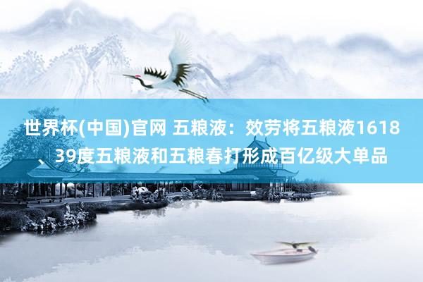 世界杯(中国)官网 五粮液：效劳将五粮液1618、39度五粮液和五粮春打形成百亿级大单品
