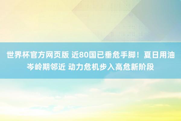 世界杯官方网页版 近80国已垂危手脚！夏日用油岑岭期邻近 动力危机步入高危新阶段