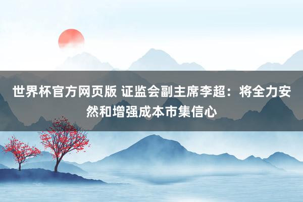 世界杯官方网页版 证监会副主席李超：将全力安然和增强成本市集信心