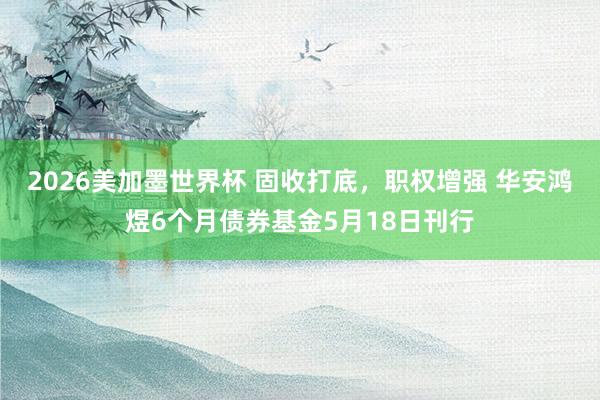 2026美加墨世界杯 固收打底，职权增强 华安鸿煜6个月债券基金5月18日刊行