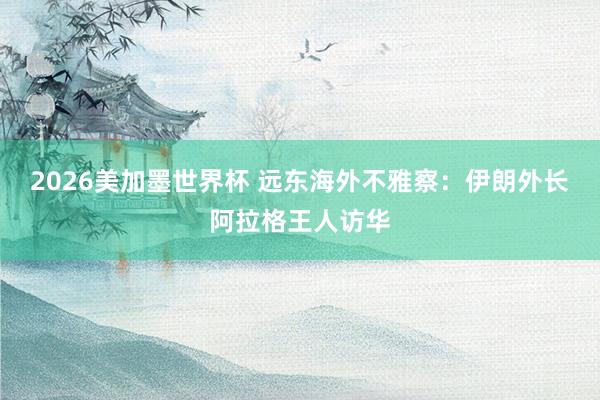 2026美加墨世界杯 远东海外不雅察：伊朗外长阿拉格王人访华