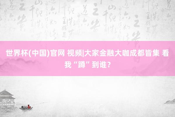 世界杯(中国)官网 视频|大家金融大咖成都皆集 看我“蹲”到谁？