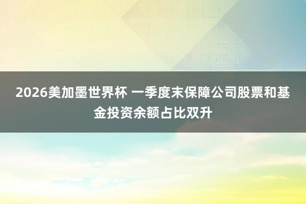 2026美加墨世界杯 一季度末保障公司股票和基金投资余额占比双升