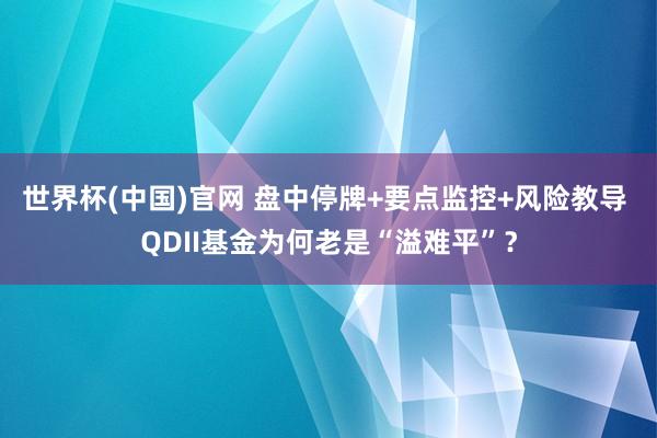 世界杯(中国)官网 盘中停牌+要点监控+风险教导 QDII基金为何老是“溢难平”？