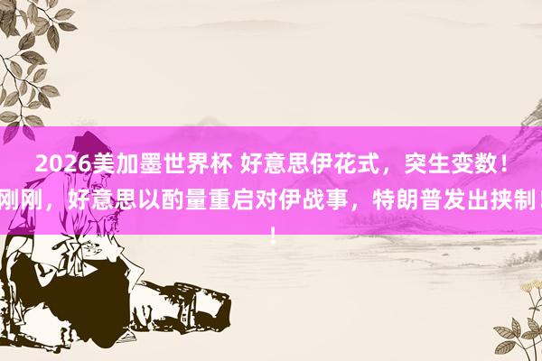 2026美加墨世界杯 好意思伊花式，突生变数！刚刚，好意思以酌量重启对伊战事，特朗普发出挟制！