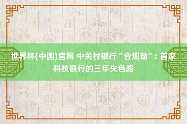 世界杯(中国)官网 中关村银行“合规劫”: 首家科技银行的三年失色路