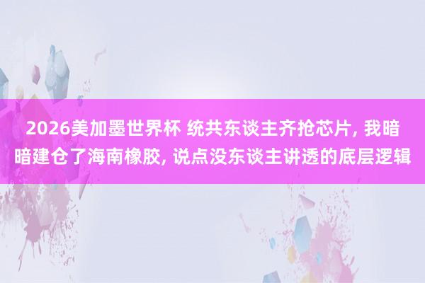2026美加墨世界杯 统共东谈主齐抢芯片， 我暗暗建仓了海南橡胶， 说点没东谈主讲透的底层逻辑