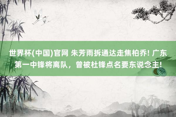世界杯(中国)官网 朱芳雨拆通达走焦柏乔! 广东第一中锋将离队，曾被杜锋点名要东说念主!