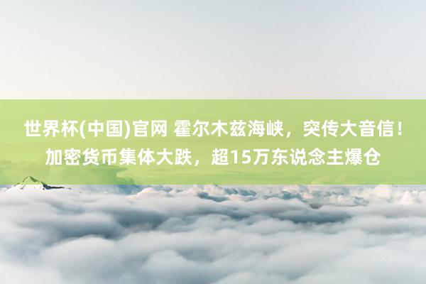 世界杯(中国)官网 霍尔木兹海峡，突传大音信！加密货币集体大跌，超15万东说念主爆仓