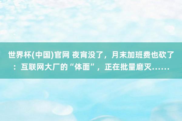 世界杯(中国)官网 夜宵没了，月末加班费也砍了：互联网大厂的“体面”，正在批量磨灭……