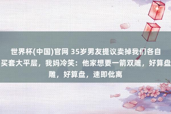 世界杯(中国)官网 35岁男友提议卖掉我们各自的婚前房，买套大平层，我妈冷笑：他家想要一箭双雕，好算盘，速即仳离