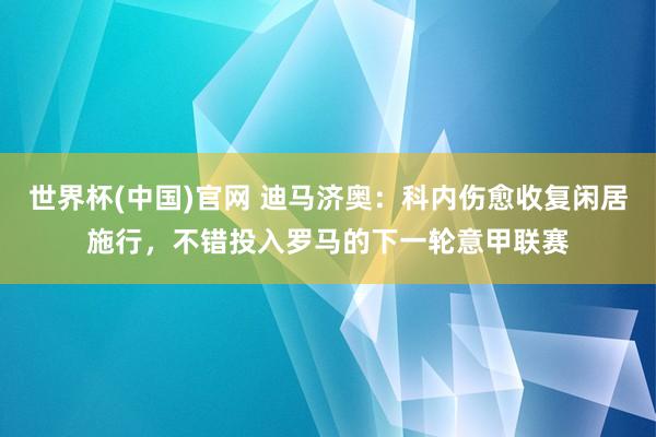 世界杯(中国)官网 迪马济奥：科内伤愈收复闲居施行，不错投入罗马的下一轮意甲联赛