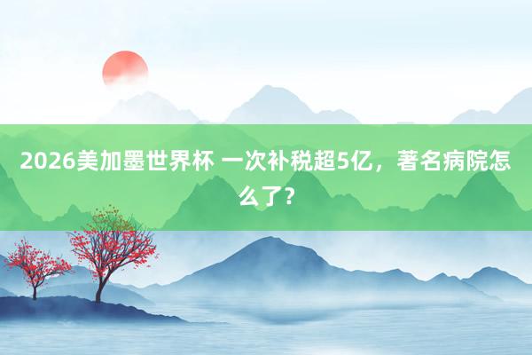 2026美加墨世界杯 一次补税超5亿，著名病院怎么了？