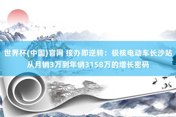 世界杯(中国)官网 接办即逆转：极核电动车长沙站从月销3万到年销3158万的增长密码
