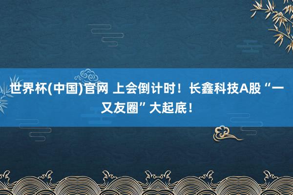 世界杯(中国)官网 上会倒计时！长鑫科技A股“一又友圈”大起底！