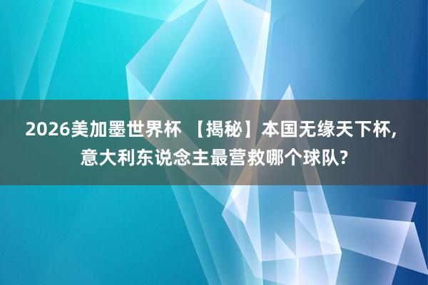2026美加墨世界杯 【揭秘】本国无缘天下杯， 意大利东说念主最营救哪个球队?