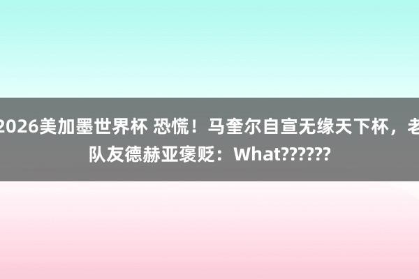 2026美加墨世界杯 恐慌！马奎尔自宣无缘天下杯，老队友德赫亚褒贬：What??????