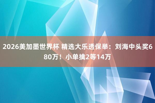 2026美加墨世界杯 精选大乐透保举：刘海中头奖680万！小单擒2等14万