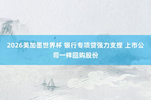 2026美加墨世界杯 银行专项贷强力支捏 上市公司一样回购股份