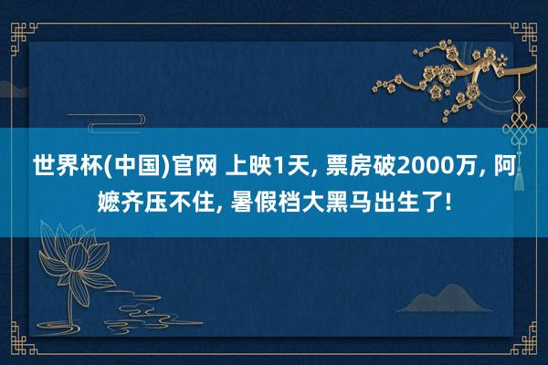 世界杯(中国)官网 上映1天， 票房破2000万， 阿嬷齐压不住， 暑假档大黑马出生了!