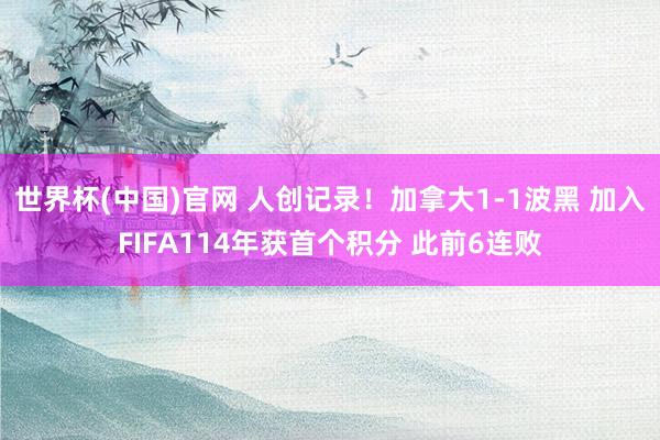 世界杯(中国)官网 人创记录！加拿大1-1波黑 加入FIFA114年获首个积分 此前6连败