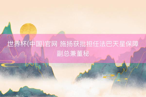世界杯(中国)官网 施扬获批担任法巴天星保障副总兼董秘