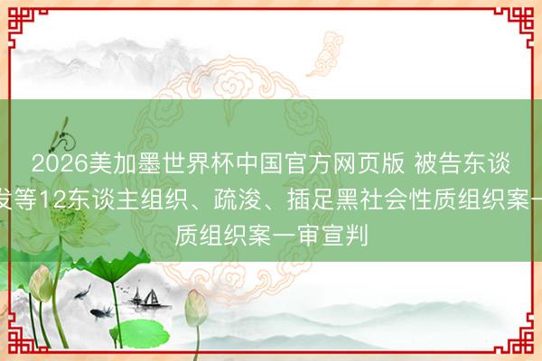 2026美加墨世界杯中国官方网页版 被告东谈主黄大发等12东谈主组织、疏浚、插足黑社会性质组织案一审宣判