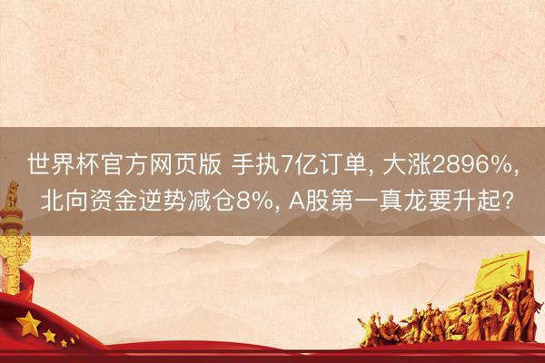 世界杯官方网页版 手执7亿订单, 大涨2896%, 北向资金逆势减仓8%, A股第一真龙要升起?