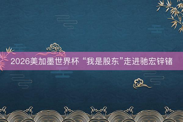 2026美加墨世界杯 “我是股东”走进驰宏锌锗